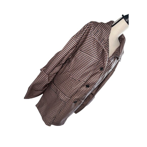 NWT Wool Houndstooth Coat Camel Black Shacket Cinched Sleeves Pockets XXL - Picture 5 of 7